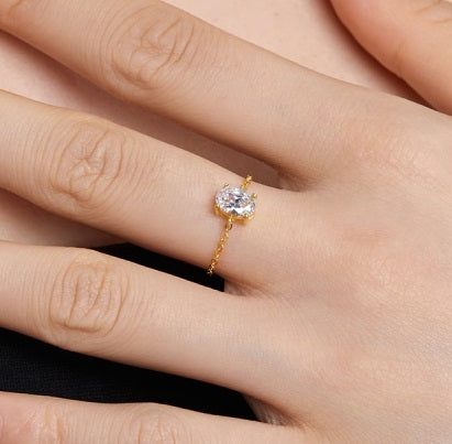 Chic Oval Ice Ring S925 18K