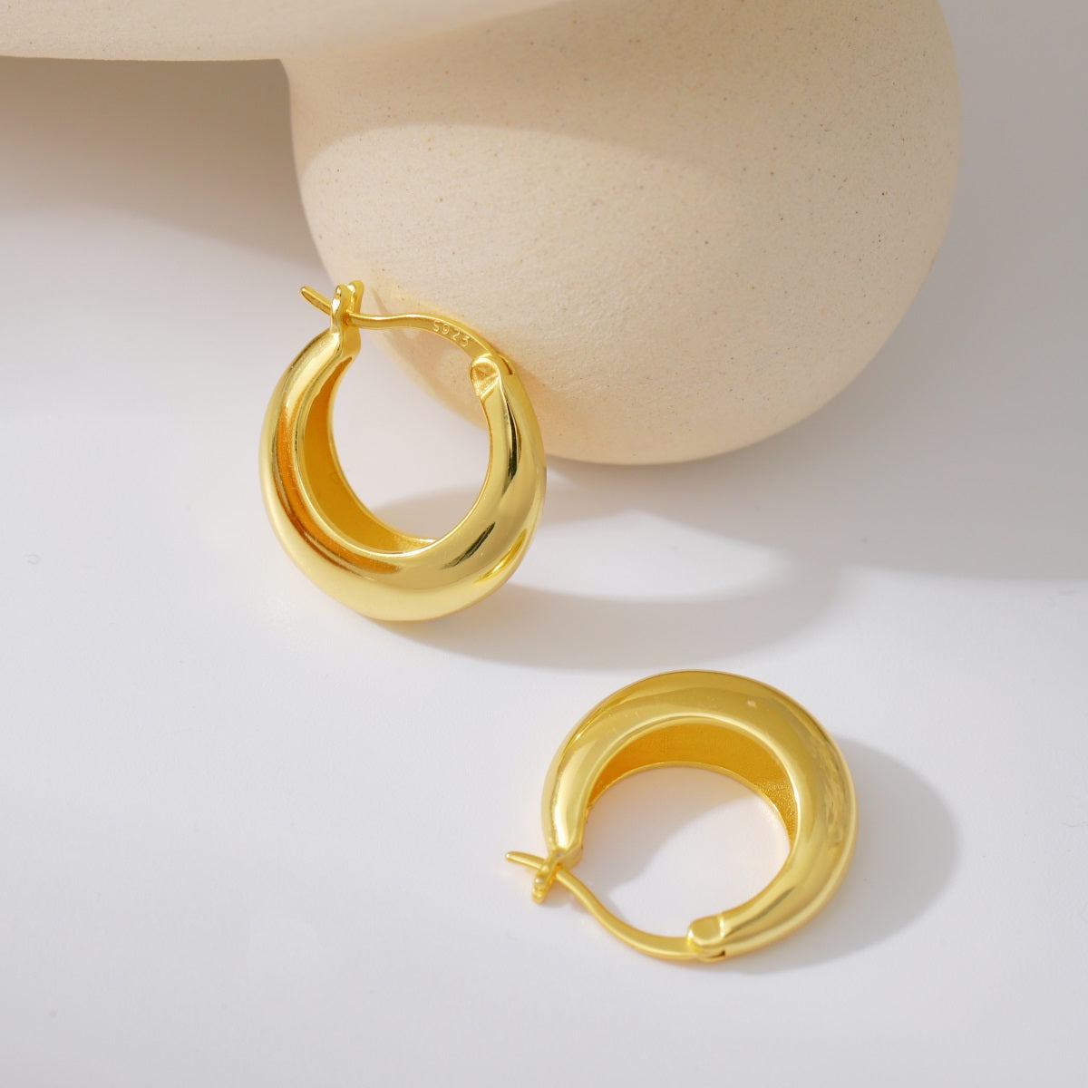 Chunky Hoop Earrings S925 18K