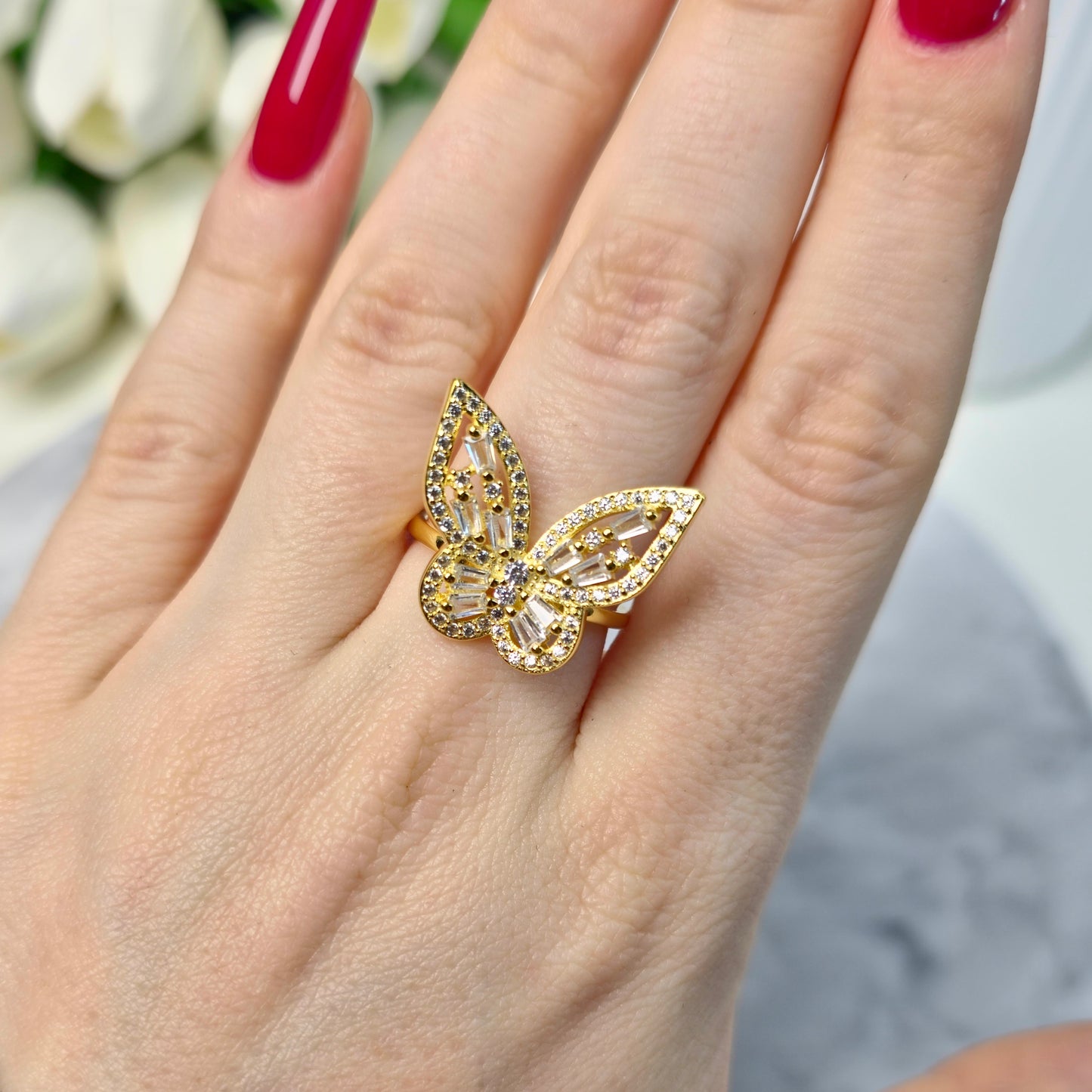 Shimmering Butterfly Ring S925 18K