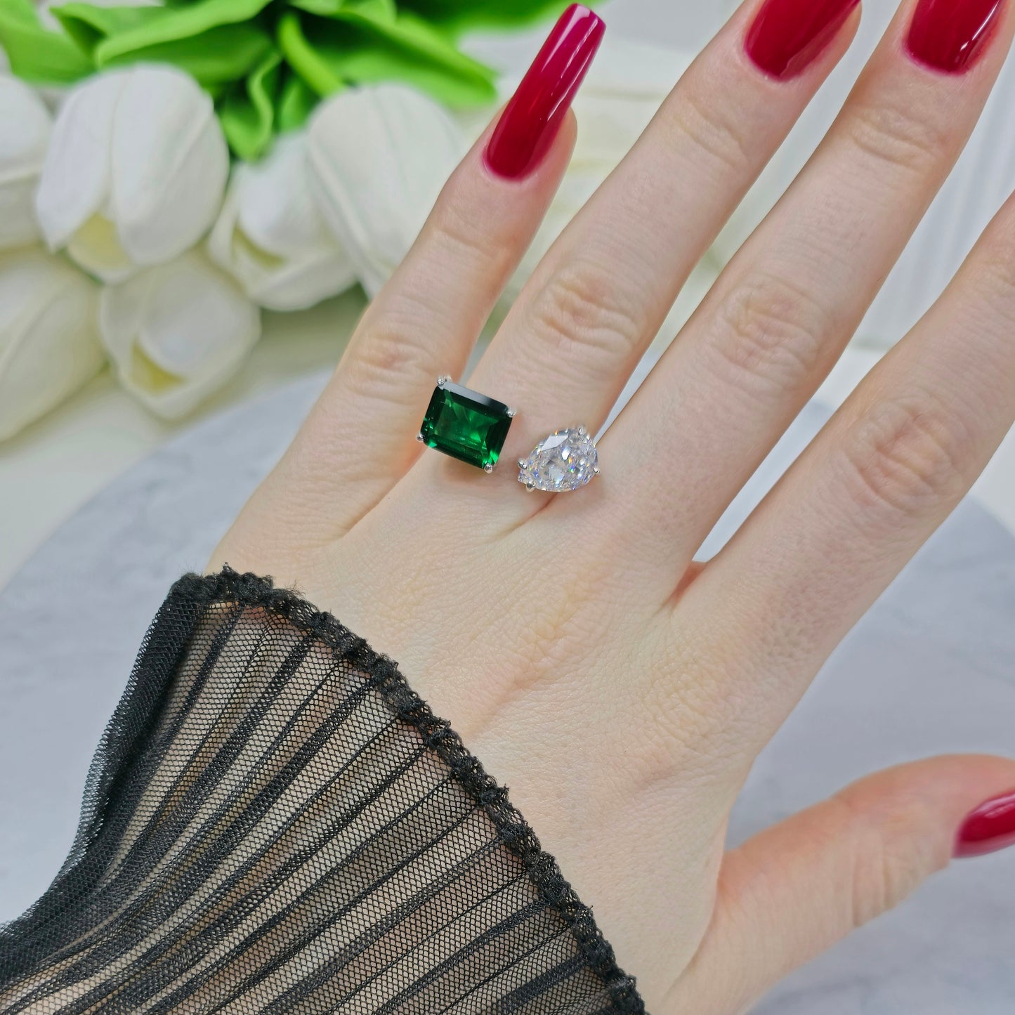 Double Emerald Elegance Ring S925 