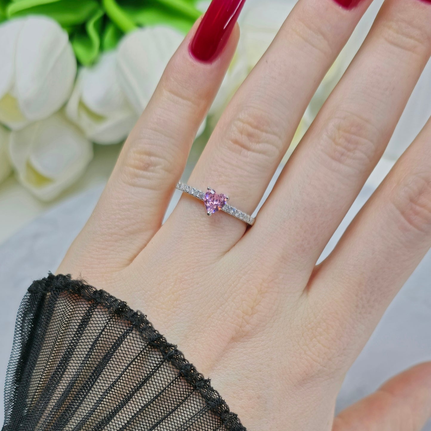 Sweetheart Pink Sparkle Ring S925