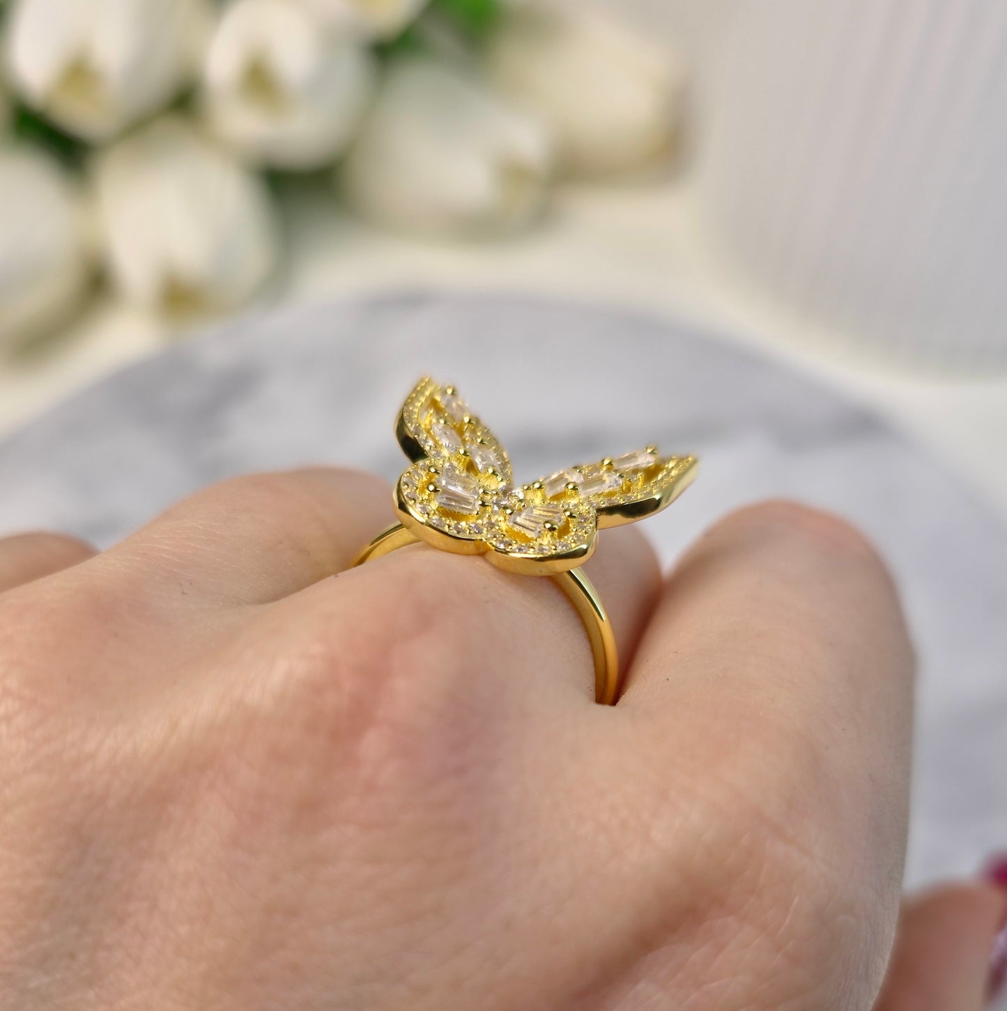 Shimmering Butterfly Ring S925 18K