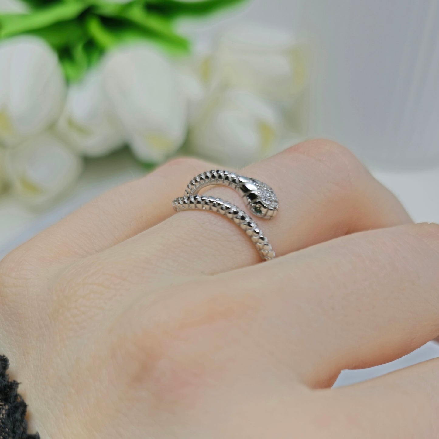 Cobra Charm Ring S925