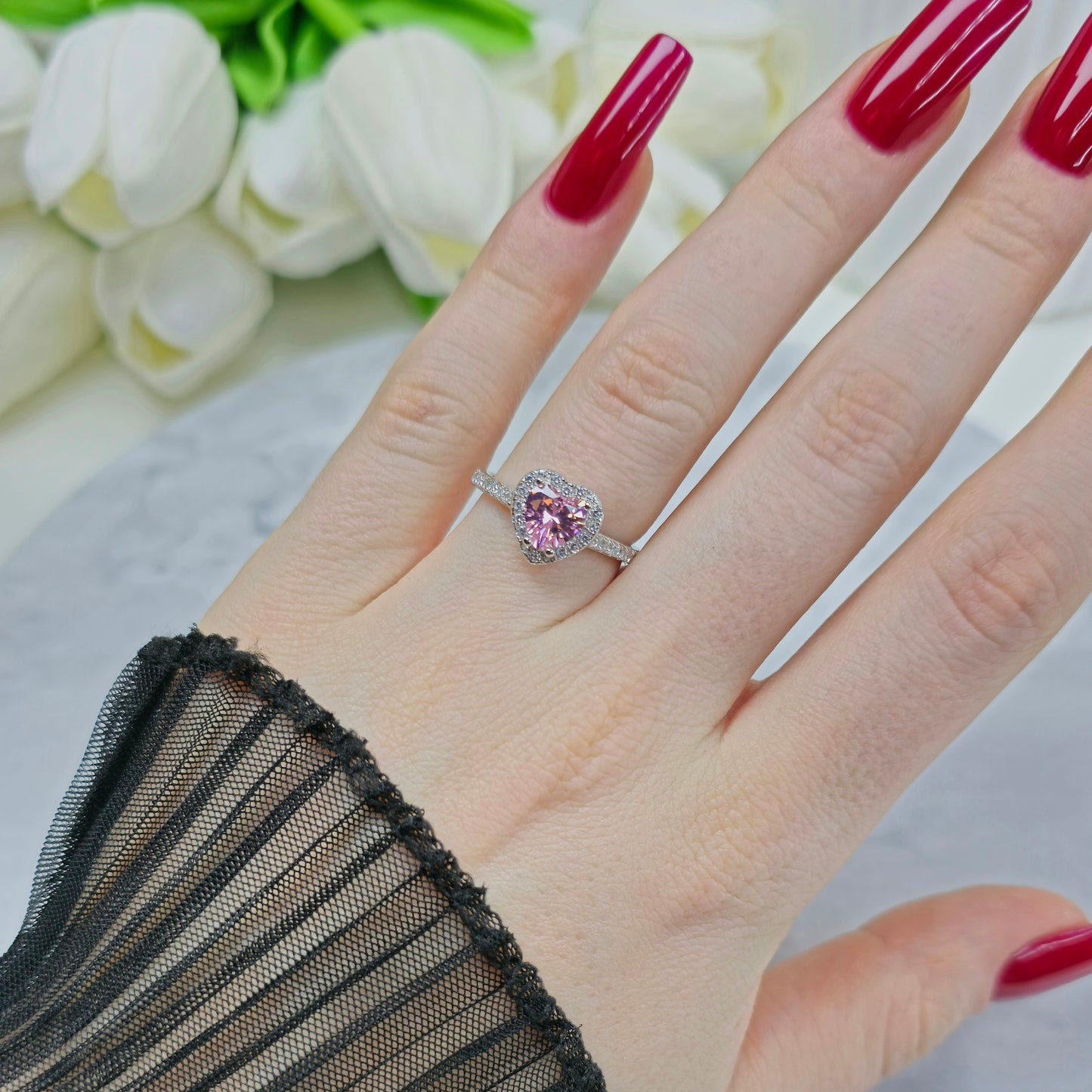 Heavenly Heart Pink Ring S925