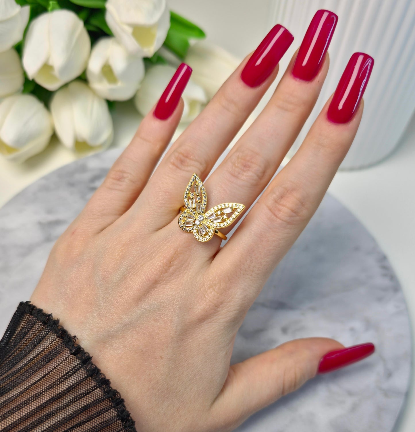 Shimmering Butterfly Ring S925 18K