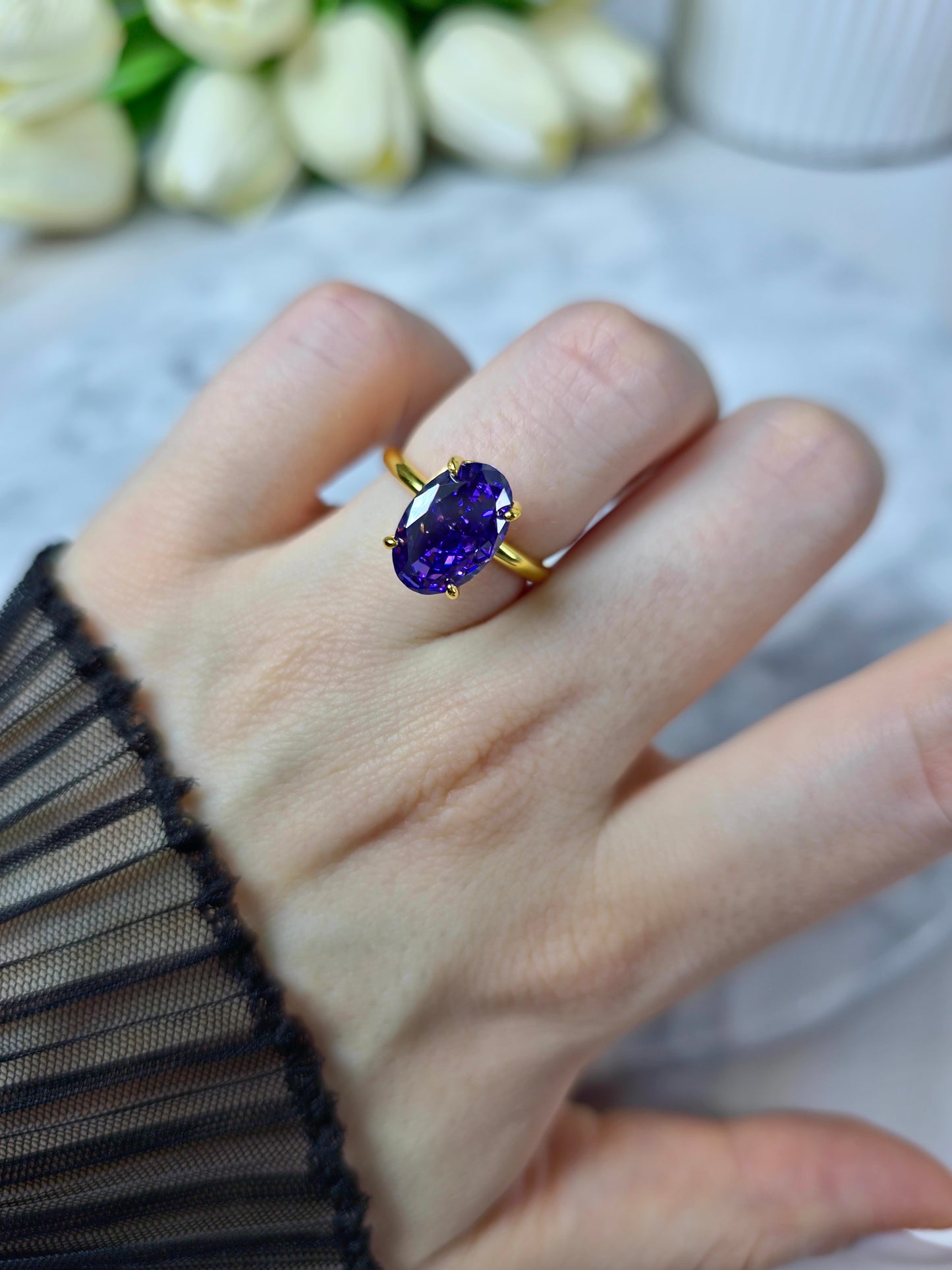 Imperial Dark Plum Ring S925 18K