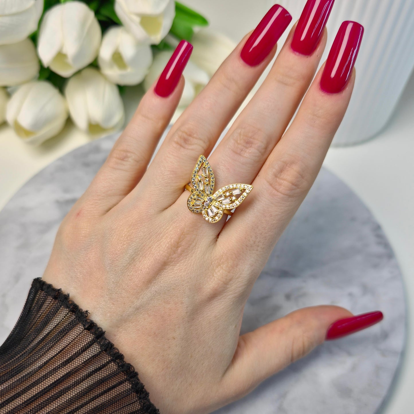 Shimmering Butterfly Ring S925 18K