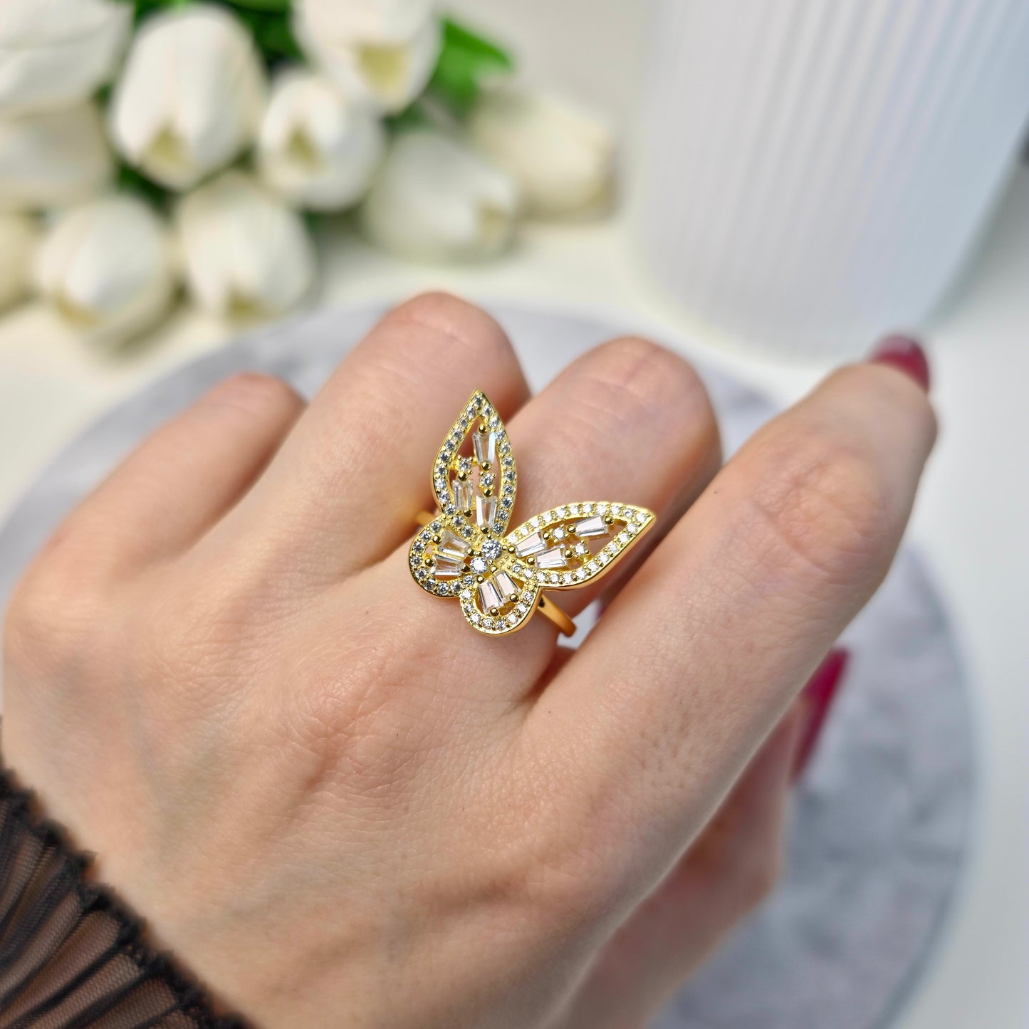 Shimmering Butterfly Ring S925 18K