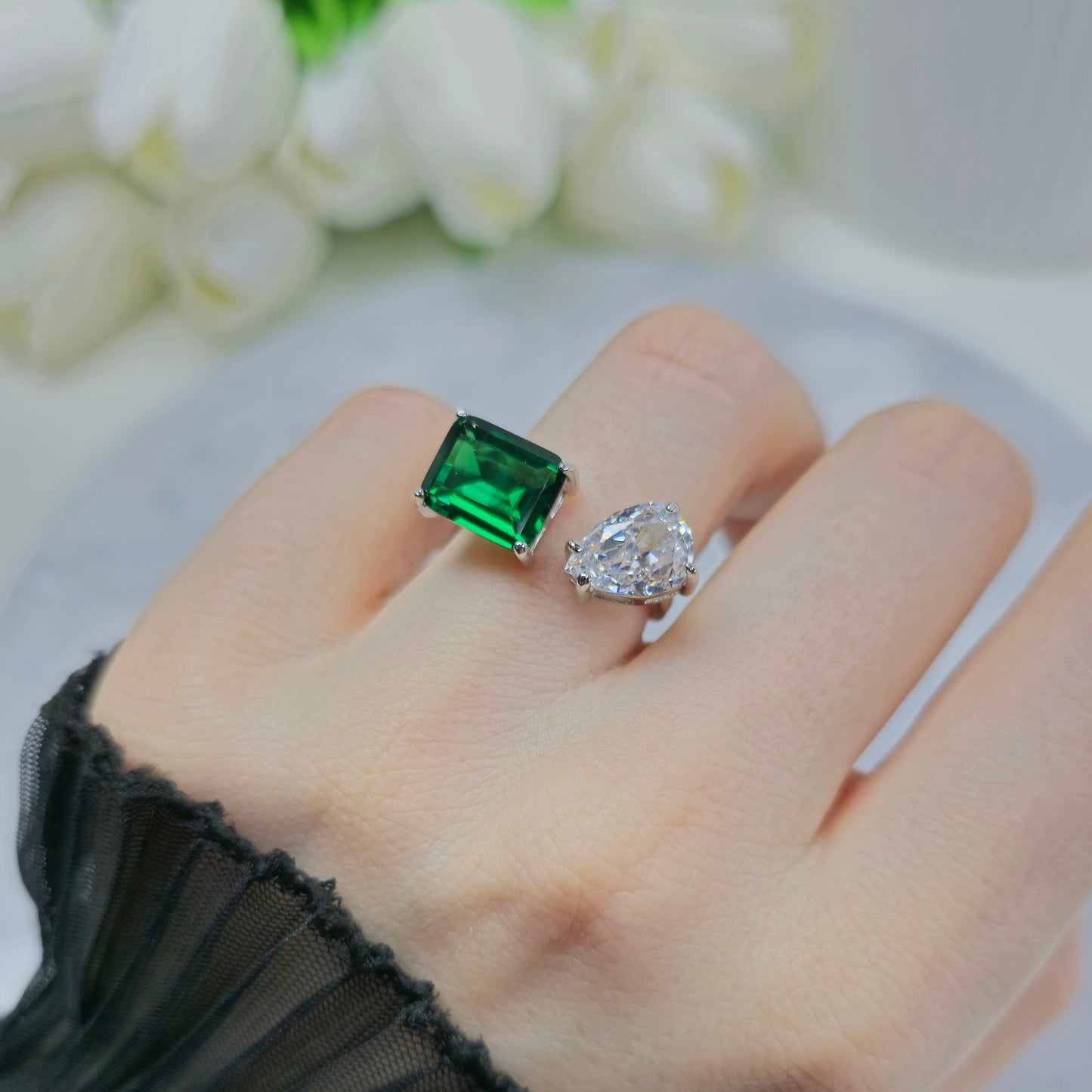 Double Emerald Elegance Ring S925 