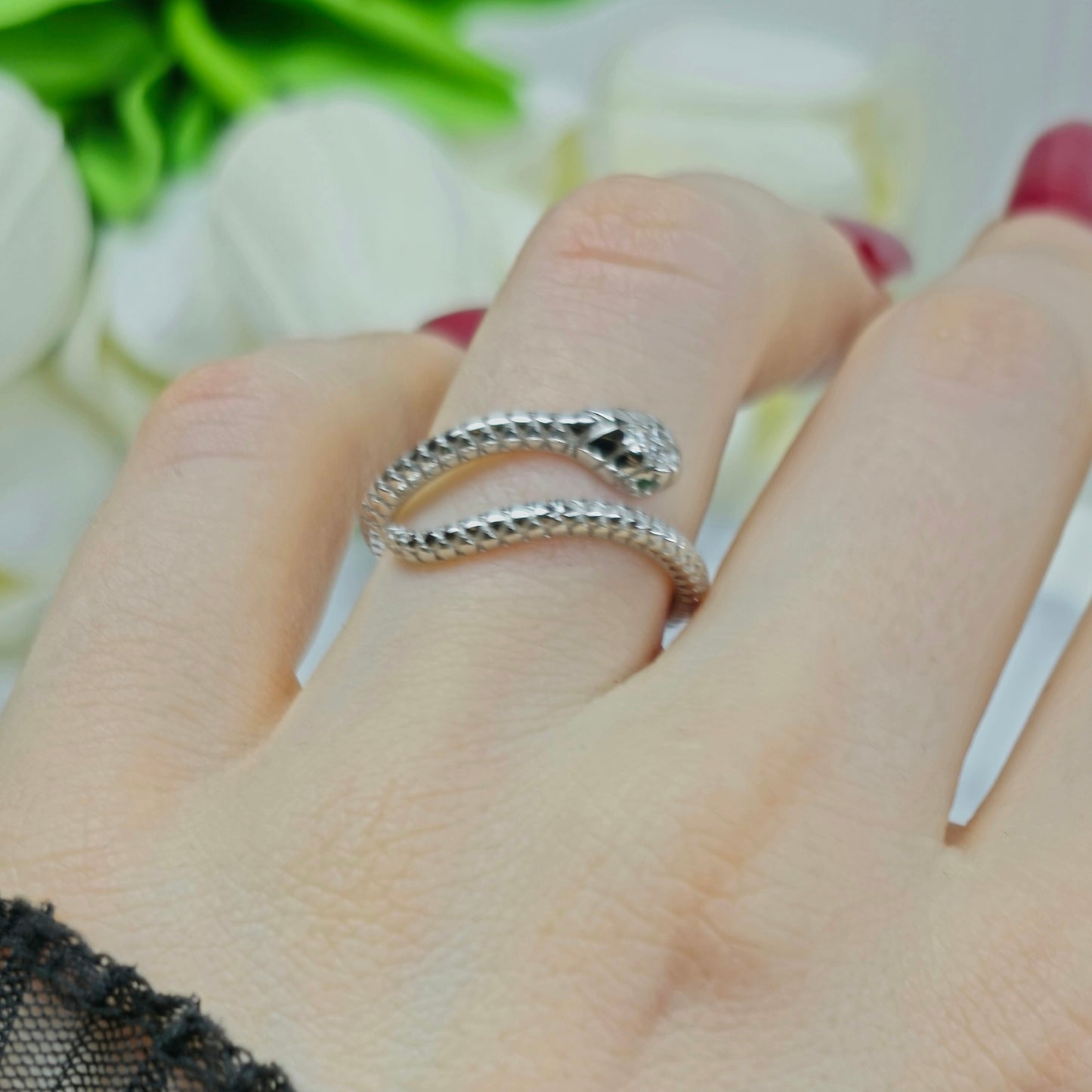 Cobra Charm Ring S925